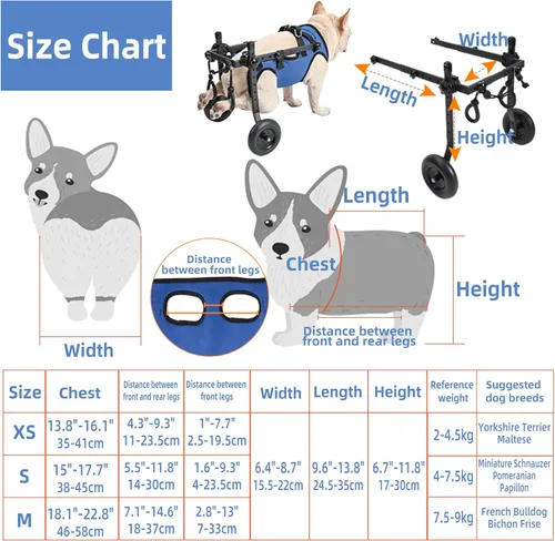 Miniatura 2 de Silla de ruedas ajustable para perros pequeños - Ayuda de movilidad para mascotas discapacitadas, Silla de ruedas para perros pequeños para patas