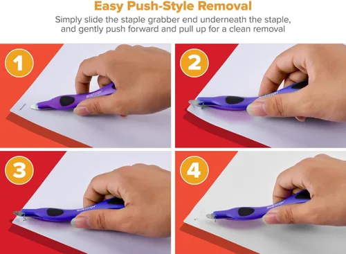 Miniatura 5 de Bostitch Removedor magnético profesional de grapas fácil, palillo extractor de grapas de color neón, herramienta removedor de grapas para oficina