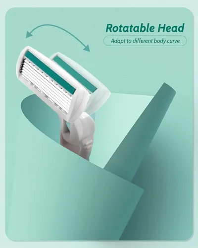 Miniatura 3 de 1 maquinilla de afeitar de viaje para mujer con 12 recambios de cuchillas, color verde