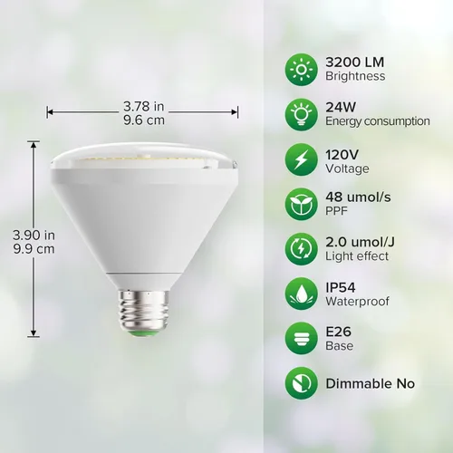Miniatura 3 de SANSI Bombilla LED equivalente a 250 W, BR30 24 W, 3000 K, 5000 K, rojo, 660 nm, infrarrojo, 730 nm, espectro completo, bombilla de crecimiento