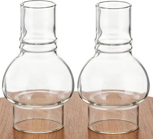 Miniatura 9 de Lámpara de aceite de repuesto para chimenea, base de 3 pulgadas x 6.4 pulgadas de alto, globo de lámpara de aceite de vidrio transparente, cubierta