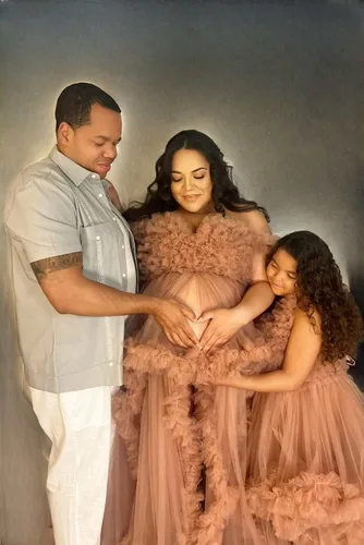 Miniatura 6 de Molisa Vestido de maternidad de tul para sesión de fotos, volantes hinchados, lencería nupcial, bata de baño, vestidos de embarazo transparentes