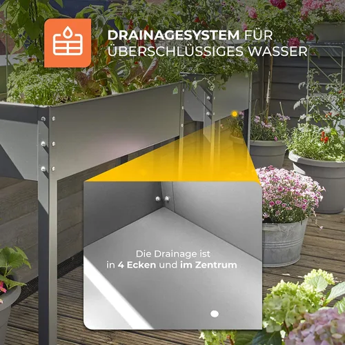 Miniatura 7 de Bio Green Freising-L - Cama de jardín elevada de metal con drenaje Pequeña maceta galvanizada y con recubrimiento de polvo para exteriores