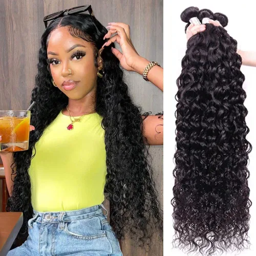 Manojos de cabello humano ondulado (14, 16, 18, 20 pulgadas), paquetes de cabello brasileño Remy rizado con trama de cabello humano, 4 paquetes para