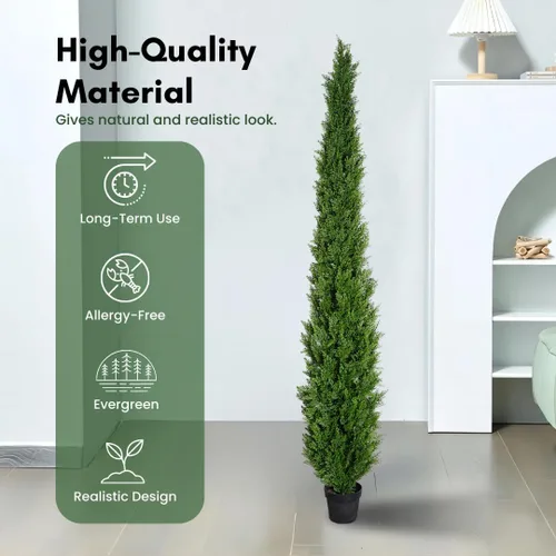 Miniatura 6 de Árbol de cedro artificial de hoja perenne premaceado de 8 pies para decoración de porche delantero, decoración de entrada al aire libre, árboles