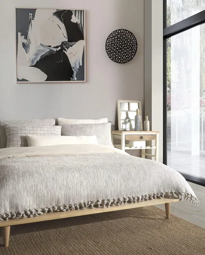 Manta hecha a mano de algodón puro gris jaspeado con flecos en todo el alrededor, manta suave y ligera para sofá y mecedora (gris jaspeado, 53 x 75