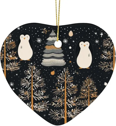 Miniatura 11 de Adorno de cerámica de pingüino para árbol de Navidad, adornos de árbol de Navidad de pingüino, decoración de árbol de Navidad para familiares