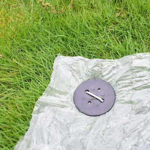 Miniatura 4 de MySit Paquete de 50 estacas de barrera de vapor con tapas de juntas de grapas de paisaje, estacas de barrera de malezas de 6 pulgadas para barreras