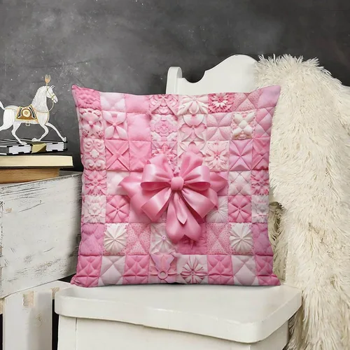 Fundas de almohada de Navidad, color rosa, con estampado de terciopelo, fundas de almohada decorativas de invierno para decoración de habitación