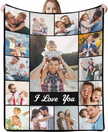 Regalos para papá, manta de regalo personalizada con imagen, manta personalizada para el Día del Padre con foto, manta personalizada de cumpleaños o