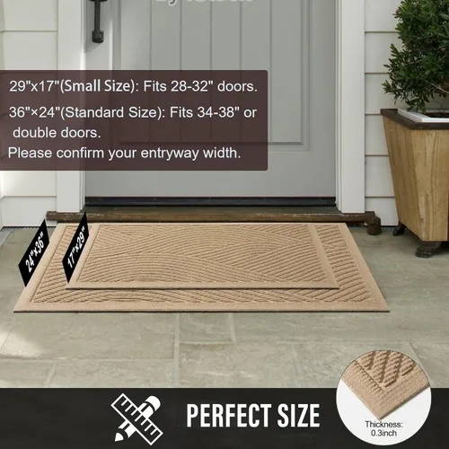 Miniatura 3 de HIYARD Tapete resistente para puerta delantera, absorbente, resistente a la suciedad y a la suciedad, para interiores y exteriores, resistente a