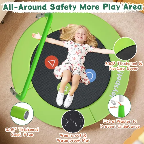 Miniatura 6 de 3FT Toddler Trampoline with Adjustable Handlebar, 36" Foldable & Spring-Free, Mini Kids Indoor Outdoor Trampoline for Ages 1-6, Noiseless Jumping