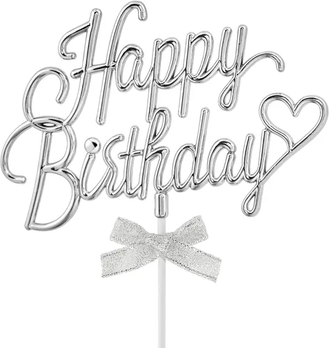 Miniatura 8 de Decoración de pastel de feliz cumpleaños rosa intenso – Cartel de feliz cumpleaños 3D de doble cara para pastel con lazo, idea para decoración