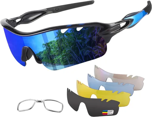 Miniatura 14 de BangLong Polarized Sports Sunglasses Cycling Sun Glasses for Men Women with 5 Interchangeable Lenes for Running Driving