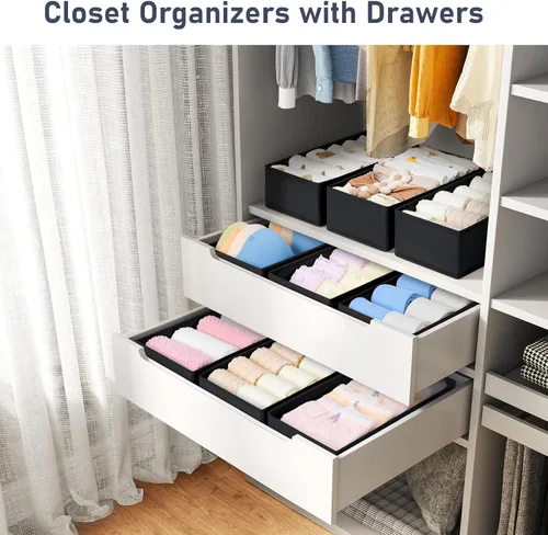 Miniatura 3 de DIMJ Organizador de cajones – Juego de 3 organizadores de ropa pequeña, divisores de cajones para ropa de bebé, ropa interior, calcetines, brasier