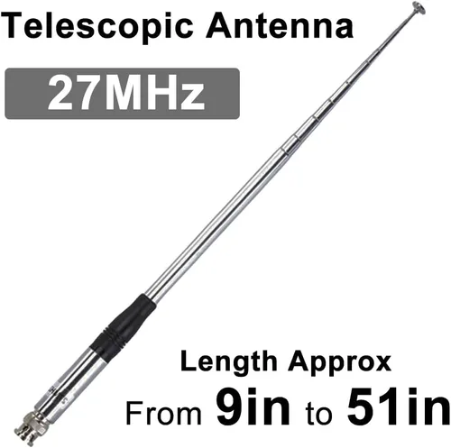 Miniatura 2 de Antena CB de 27 MHz telescópica con base magnética de 2.16 pulgadas y cable de 196.85 pulgadas PL259 conector BNC macho de 9 pulgadas a 51 pulgadas