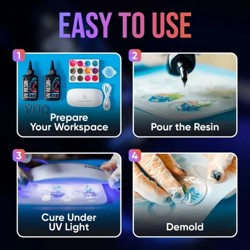 Miniatura 4 de CRAFT RESIN Kit de resina UV con luz, lámpara grande de 36 W, 22 LED y resina epoxi UV de baja viscosidad de 7.05 oz, transparente y sin