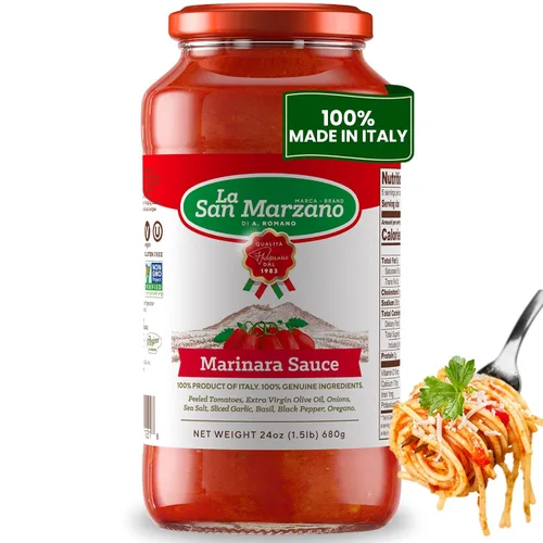 Miniatura 10 de La San Marzano Salsa Marinara, 24 onzas, salsa para pasta hecha en Italia, tomate multiusos de calidad premium, todo natural, dieta mediterránea