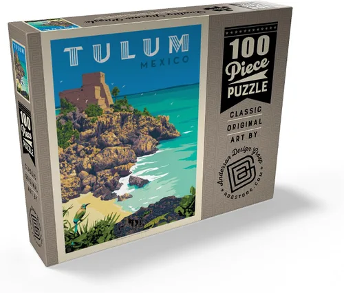 Miniatura 2 de MyPuzzle Mexico: Tulum, póster vintage, rompecabezas premium de 100 piezas para adultos