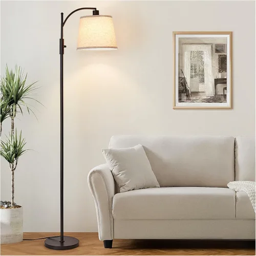 Miniatura 11 de AIDENOEY Lámpara de pie completamente regulable para sala de estar, lámpara de pie con interruptor giratorio y pantalla de mesa y lino beige, Negro