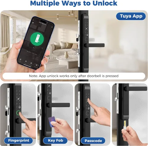 Miniatura 5 de Cerradura inteligente para puerta corredera, cerradura de puerta de vidrio deslizante con huella digital, cerradura de mortaja inteligente JNZCH