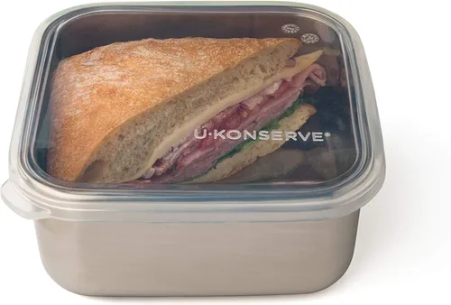 U Konserve Contenedor de Caja Bento de Acero Inoxidable para Almacenamiento de Alimentos, Tapa de Silicona a Prueba de Fugas Apta para Lavavajillas