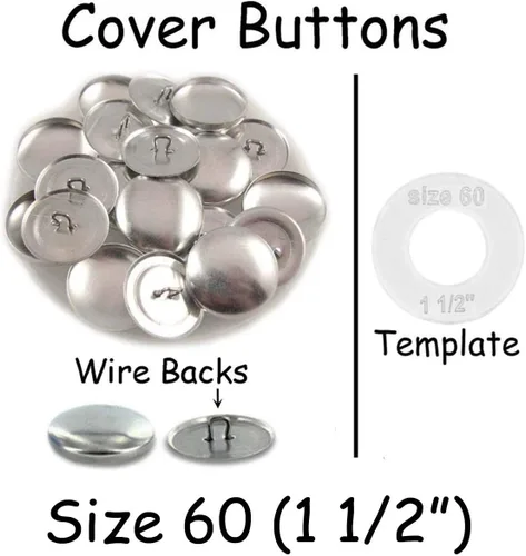 Miniatura 2 de i Craft for Less - Botones tamaño 60 (1 1/2") para cubrir/autocubrir botones con respaldo de alambre – Cantidad 25 (con plantilla de plástico)