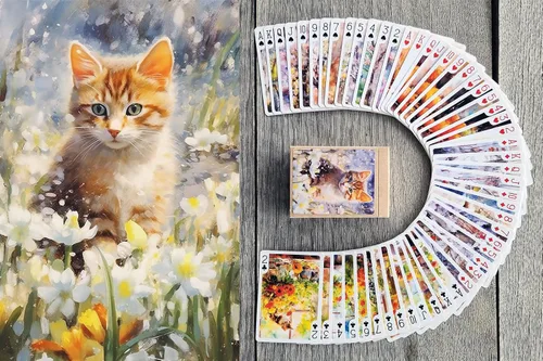 Miniatura 6 de Gatos victorianos que juegan a las cartas (baraja de póquer 54 cartas todas diferentes) Gatos guapos en trajes victorianos y sombreros lindos gatos