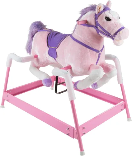 Happy Trails - Juguete de peluche con estribos ajustables y sonidos para niños pequeños a 5 años, color rosa, grande