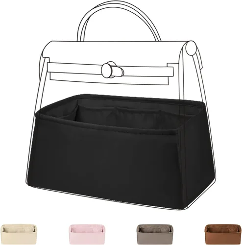DGAZ Organizador de bolso de seda para bolsas Hermes Herbag 313950, bolso de lujo y organizador de mano, inserto de bolsa Simplicity (negro, H50)