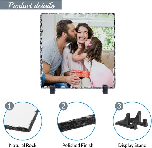 Miniatura 5 de Marco de piedra personalizado para fotos personalizadas, marcos de placa de pizarra de roca, regalos personalizados para bodas, familiares, mascotas