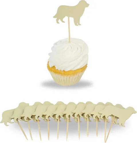 Miniatura 7 de Juego de 12 adornos para cupcakes de pastor alemán Decoración de pastel de perro negro hecho a mano Decoración de fiesta de cumpleaños