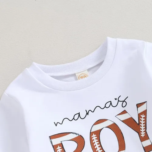 Miniatura 4 de Conjunto de 2 piezas de sudadera con estampado de letras y pantalones largos elásticos, lindos trajes para recién nacidos