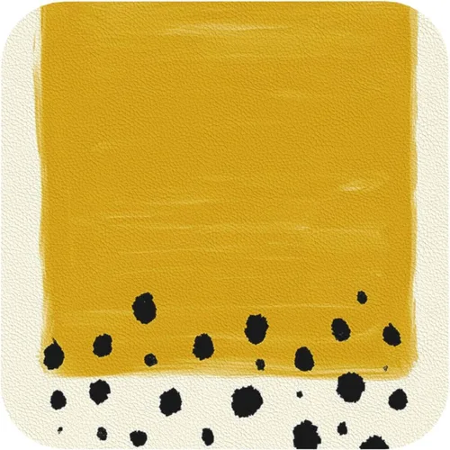 Juego de 4 manteles individuales con estampado amarillo mostaza y negro, de cuero, resistentes a las manchas, para comedor, cocina, antideslizantes,