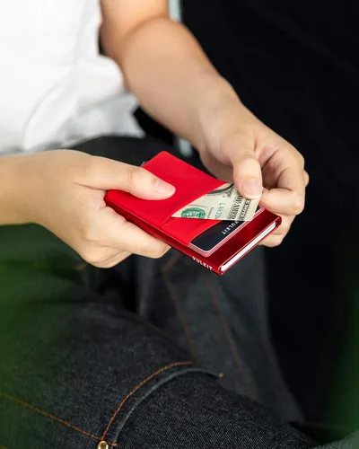 Miniatura 4 de VULKIT Card Holder with Money Pocket Pop Up Wallet RFID Blocking Slim Metal Bank Card Case Holds 5 Cards and Notes