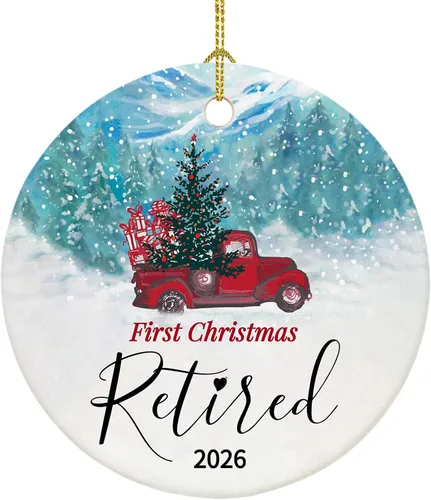 Adorno de Navidad de jubilación 2026, adorno de primera Navidad para jubilados 2026, regalos de jubilación para mujeres, regalos de cerámica de 2.9