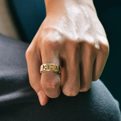 Miniatura 2 de Anillo de nombre personalizado de 0.354 in0.591 in, anillo de placa de nombre personalizado para grabar cualquier nombreanillo giratorio