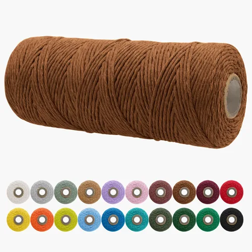 Miniatura 77 de JeogYong Cordón de macramé de un solo hilo 2mm x 164 yardas (492 pies) Cuerda de algodón suave, hilo de macramé 2 mm, suministros de macramé