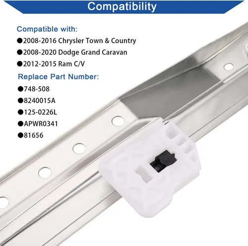 Miniatura 3 de Obaee 748-508 Regulador de Ventana Eléctrica Delantero Izquierdo del Lado del Conductor y Conjunto de Motor Compatible con Dodge Grand Caravan
