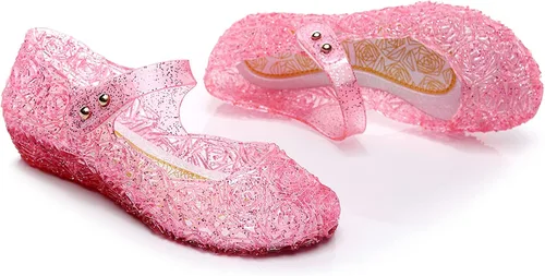 Miniatura 8 de Zapatos de gelatina para niñas, sandalias de cumpleaños de princesa Snow Queen para niñas pequeñas, sandalias azules con purpurina talla 9