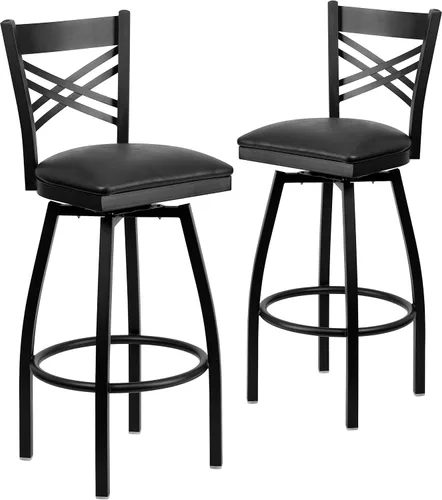 Miniatura 19 de Flash Furniture HERCULES Series Black ''X'' Taburete giratorio de metal – asiento de vinilo negro