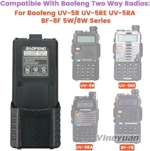 Miniatura 2 de BL-5L 3800mAh Batería extendida para UV-5R UV-5RA UV-5RB UV-5RE BF-F8HP Series Radio Batería con cable cargador USB