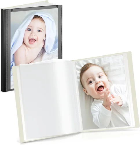 CRANBURY Carpeta pequeña de fotos de 4 x 6 pulgadas (negro), paquete de 2 cuadernos de fotos de 4 x 6, 24 bolsillos que muestran 48 imágenes, mini