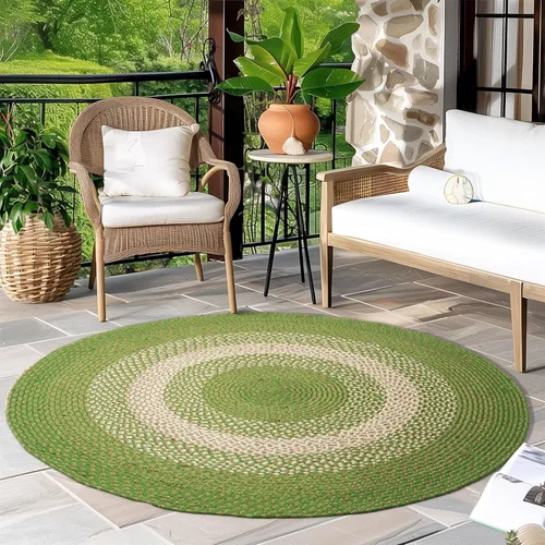 Miniatura 23 de Super Area Rugs - Alfombra trenzada rústica en tonos taupe y gris oscuro, ovalada para puerta/entrada principal, alfombra tejida para exteriores, 2