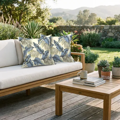 Miniatura 623 de Juego de 2 almohadas para exteriores de 16 x 16 pulgadas, repelentes al agua con interiores, para muebles de patio, hogar, jardín, geometría bohemia
