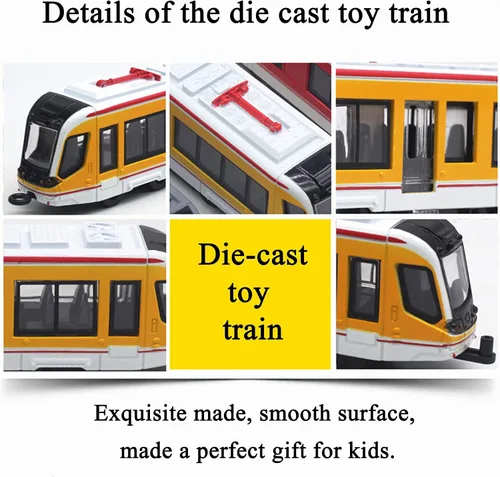 Miniatura 3 de OTONOPI Juego de Tren de Juguete Tren de Metro Bala Tren de Alta Velocidad Locomotora Motor Coche Modelo de Metal para Niños Paquete de 4