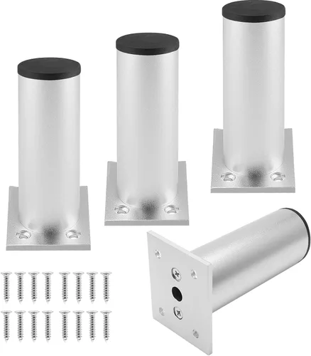 Juego de 4 patas para muebles de 4 pulgadas, patas ajustables de aleación de aluminio, patas redondas de metal para sofá, patas ajustables para