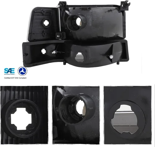 Miniatura 2 de AKKON - Compatible con Ford Bronco 92-96 F150 F250 350 1994 1995 1996 Ford Bronco 92-96 F150 F250 350 con barra LED de faro delantero negro carcasa