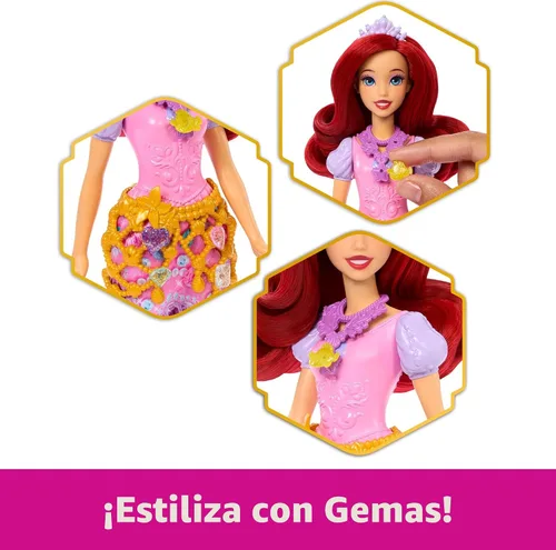 Miniatura 4 de Mattel Disney Frozen Muñeca de moda Anna con accesorios y 8 sorpresas, incluyendo caja de gemas de copos de nieve, anillo para niños y 9 piezas