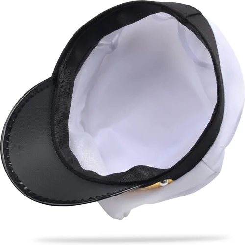 Miniatura 4 de Paquete de 4 gorras de capitán piloto, aviador, aviador, azul marino, para hombres y mujeres, color blanco